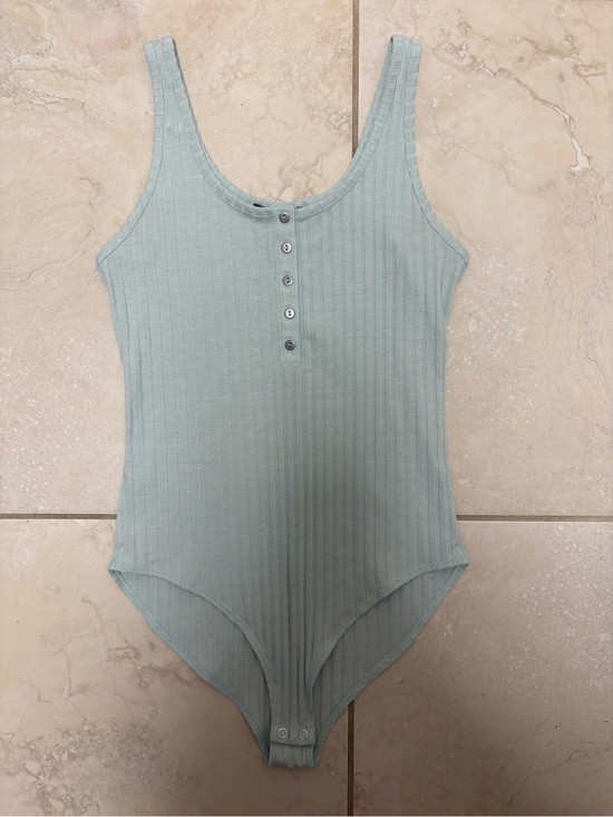 Forever 21 Tops - Forever 21 small teal Ribbed Snap-Front One-Piece Bodysuit in Sage Green